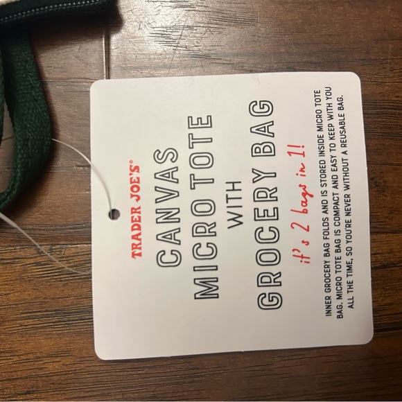 TWO Trader Joe’s Micro Canvas Tote + Foldable Bag | 2-in-1 Set - Picture 3 of 3
